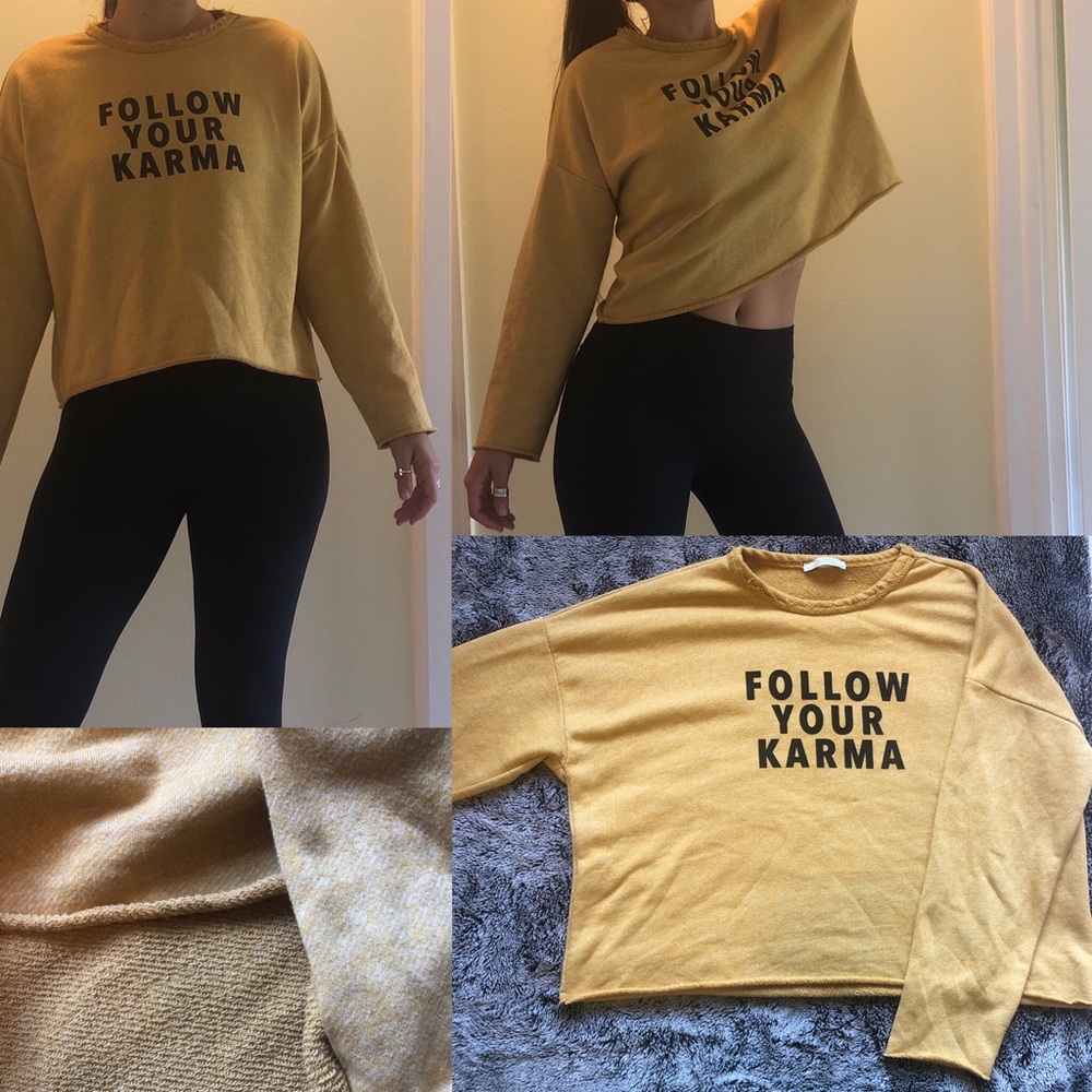 Zara “Follow Your Karma” Oversized Crop Sweater